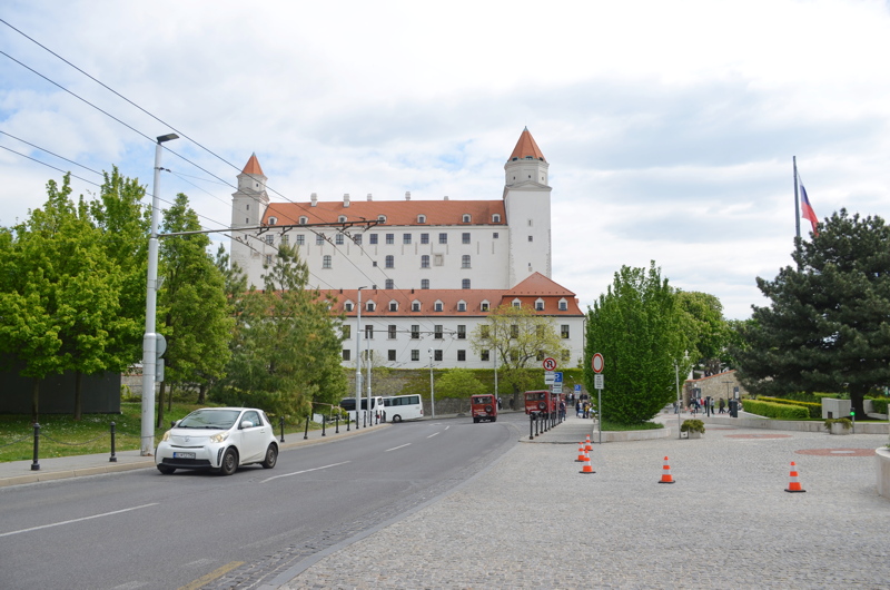 Bratislava Castle, a historic landmark perched on a hill above the Danube River in the capital city of Slovakia